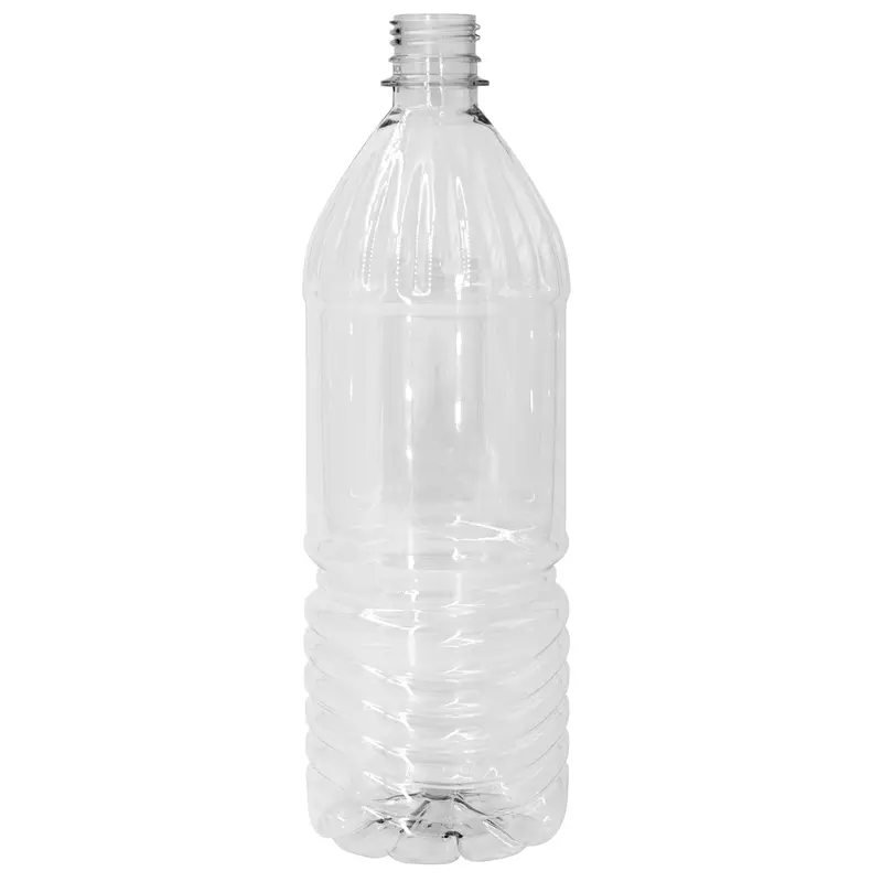 1 L Clear PET Ribbed AP Water Bottle, 28 mm PCO 1816 Finish
