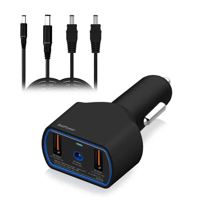 120W Dell Laptop Car Charger — 12–24V USB-C PD Vehicle Power Supply for XPS, Latitude & Precision