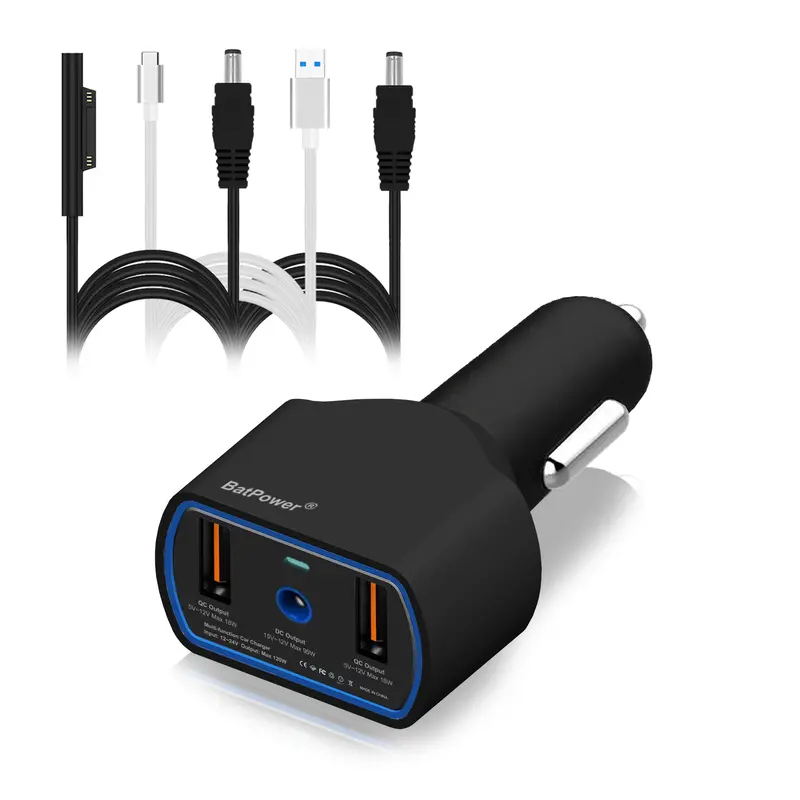 120W Surface Laptop Car Charger — 12–24V USB-C PD Vehicle Power Supply for Surface Pro, Book & Go