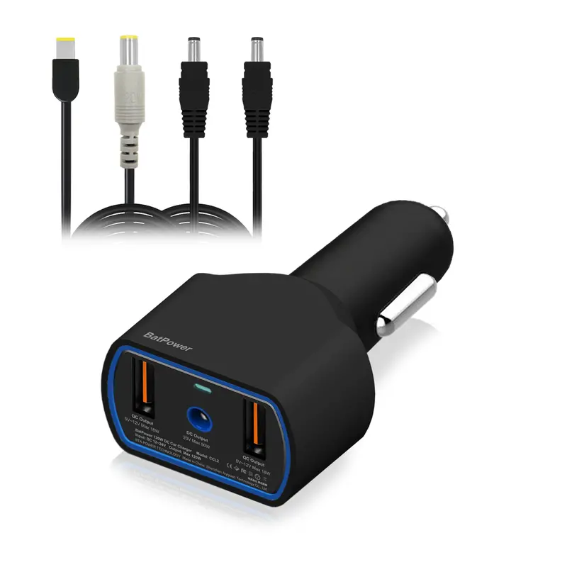 120W USB-C Laptop Car Charger for Lenovo Devices — 12–24V Vehicle Power Adapter with Smart PD Output