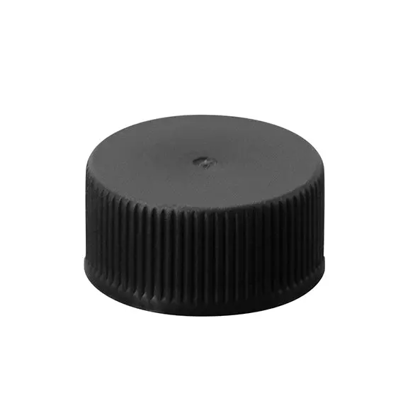 20-400 Black Ribbed PP Cap with Foam Liner