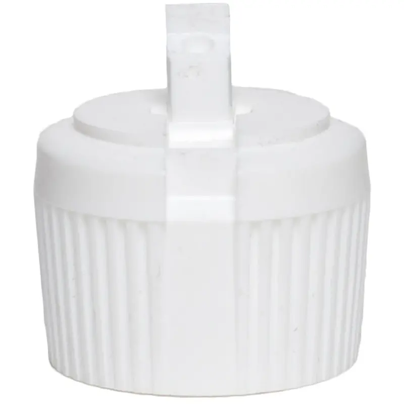 28-410 White Ribbed PP Polytop Spouted Cap — No Liner