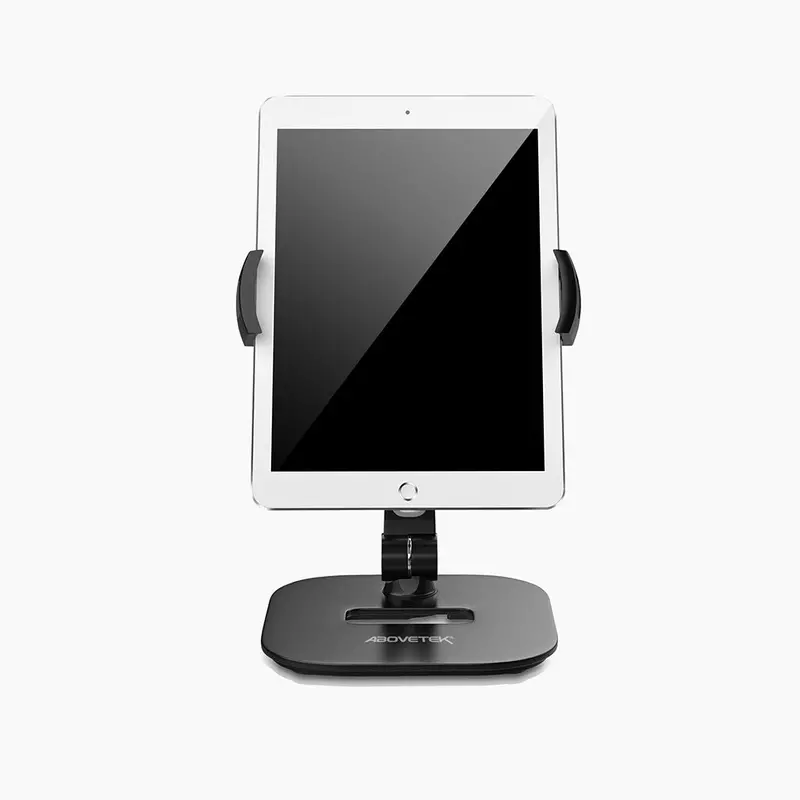 360° Swivel Desktop Stand for Tablets and Phones – Matte Silver/Black Finish (TS-116B)