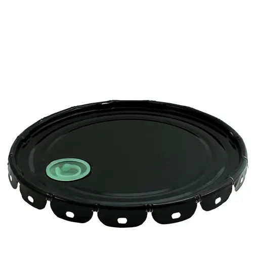 5-Gallon Black Steel Pail Lid (29 Gauge) with Gasket Seal and Tint Plug