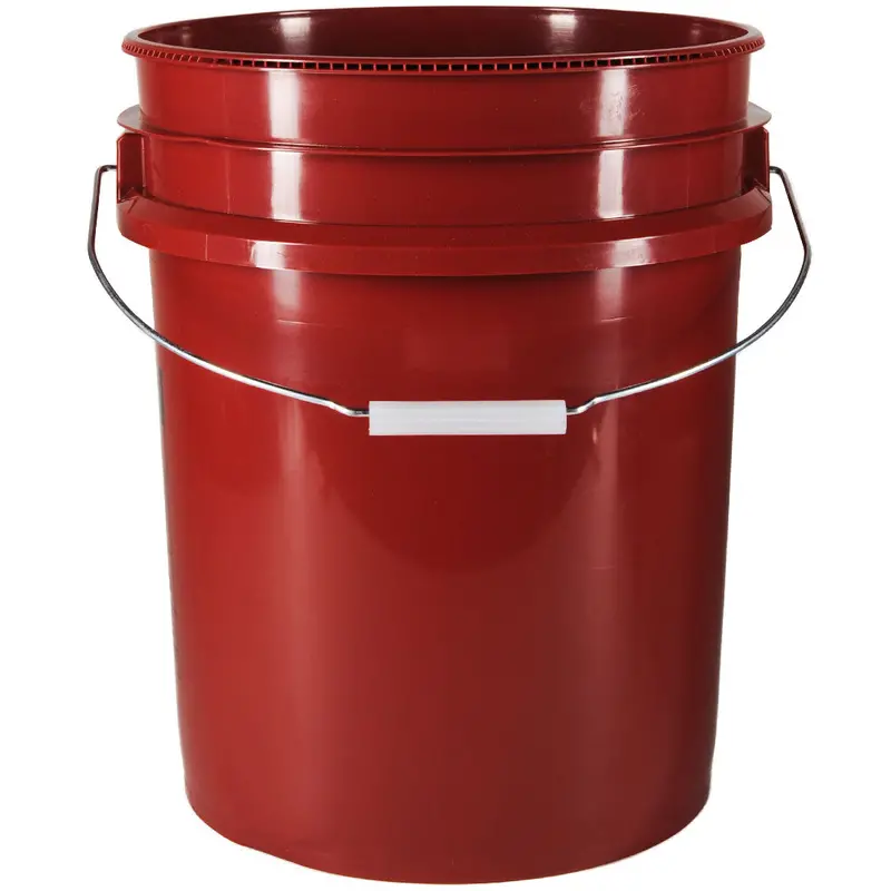 5-Gallon Mobile Red HDPE Pail – 90-Mil Heavy-Duty with Metal Handle