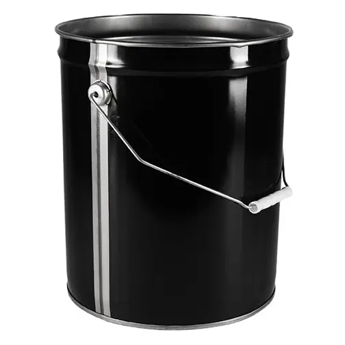 5-Gallon Unlined Black Steel Pail with Integrated Metal Bail Handle