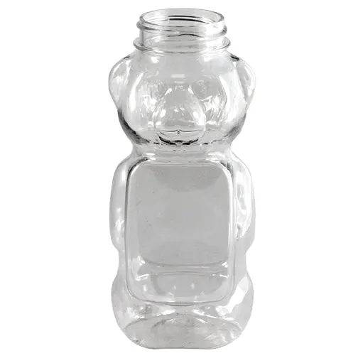 8 oz (12 oz Honey Capacity) Clear PET Honey Bear Bottle – 38-400 Neck with Label Panel