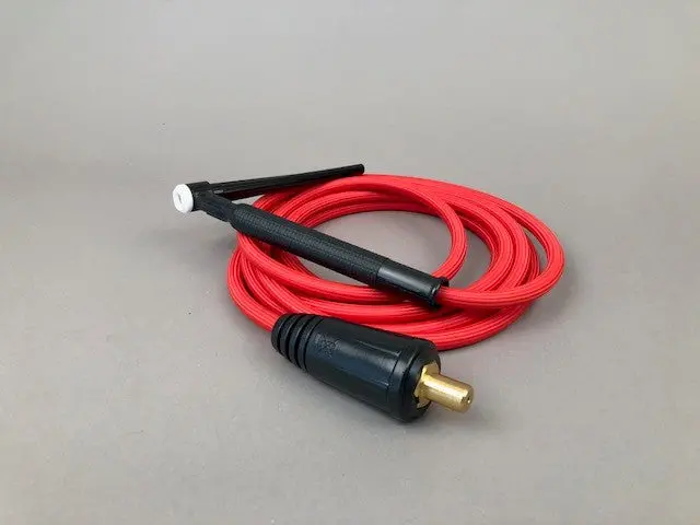 9 Series 125A Air-Cooled TIG Torch with 35 Dinse Power and Flow-Through Gas Delivery
