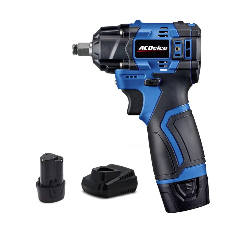 ACDelco 12V Brushless 3/8″ Impact Wrench (140 ft-lbs) Kit with Dual Batteries — ARI12186-3-P2