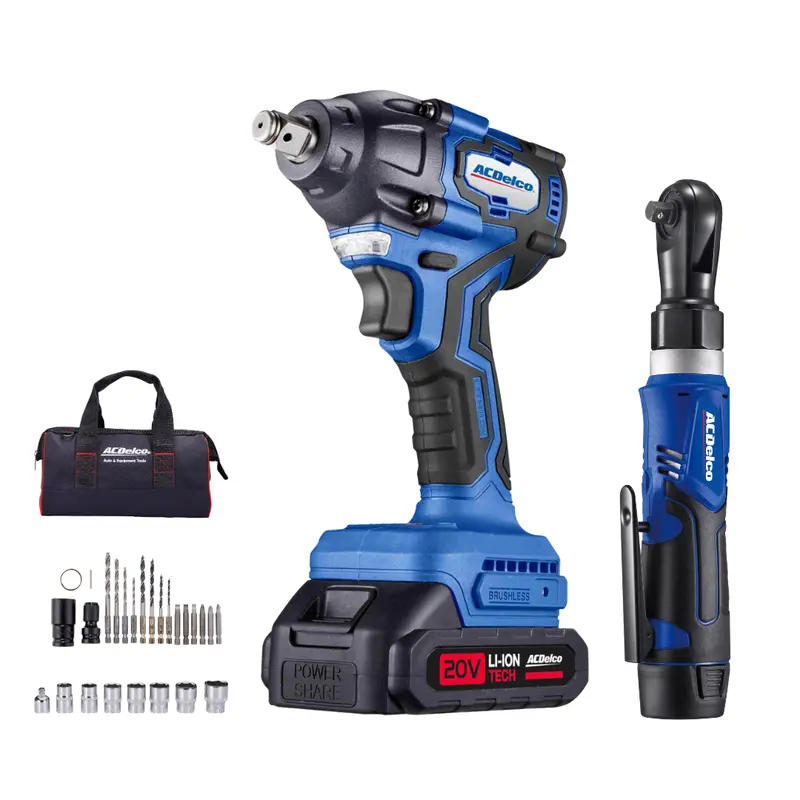 ACDelco ARI20132-K3 3-in-1 Power Tool Bundle – 20V Impact Wrench & 12V Ratchet Kit