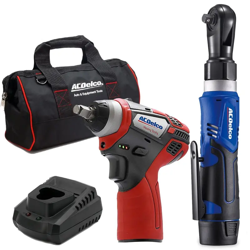 ACDelco G12 12V Cordless Li-ion 3/8″ Ratchet Wrench & Impact Wrench Combo with Canvas Carry Bag (ARW1209-K14)
