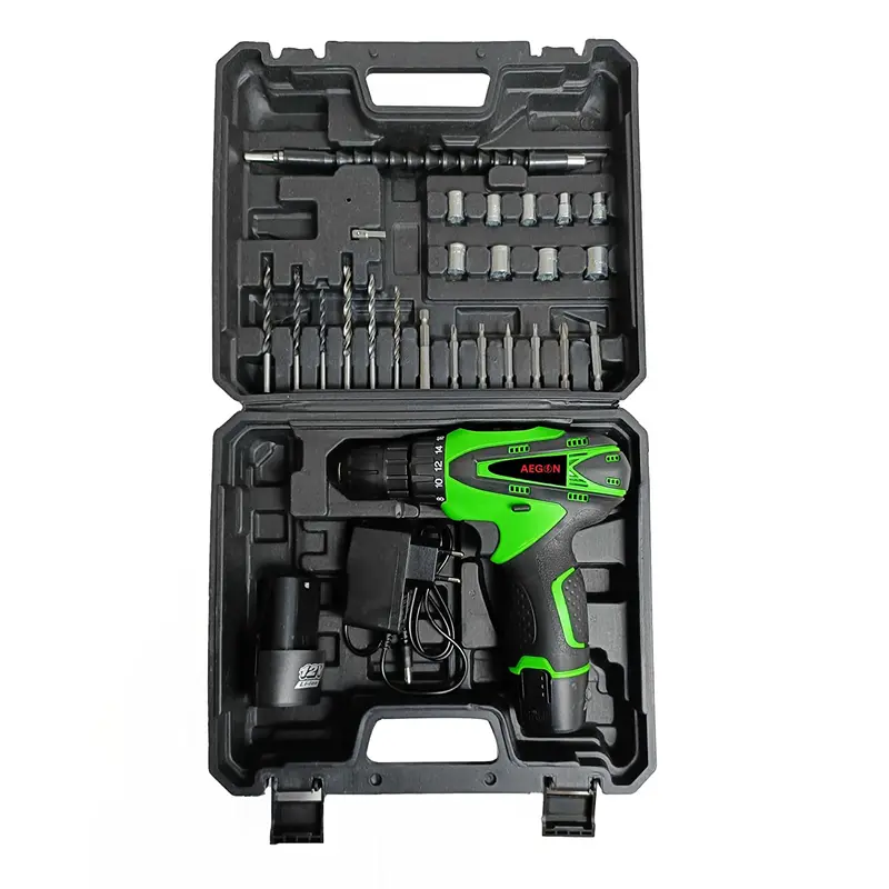Aegon ACS 12V Cordless Reversible Screwdriver – 10mm Chuck, Dual Batteries, 30-Piece Tool Kit
