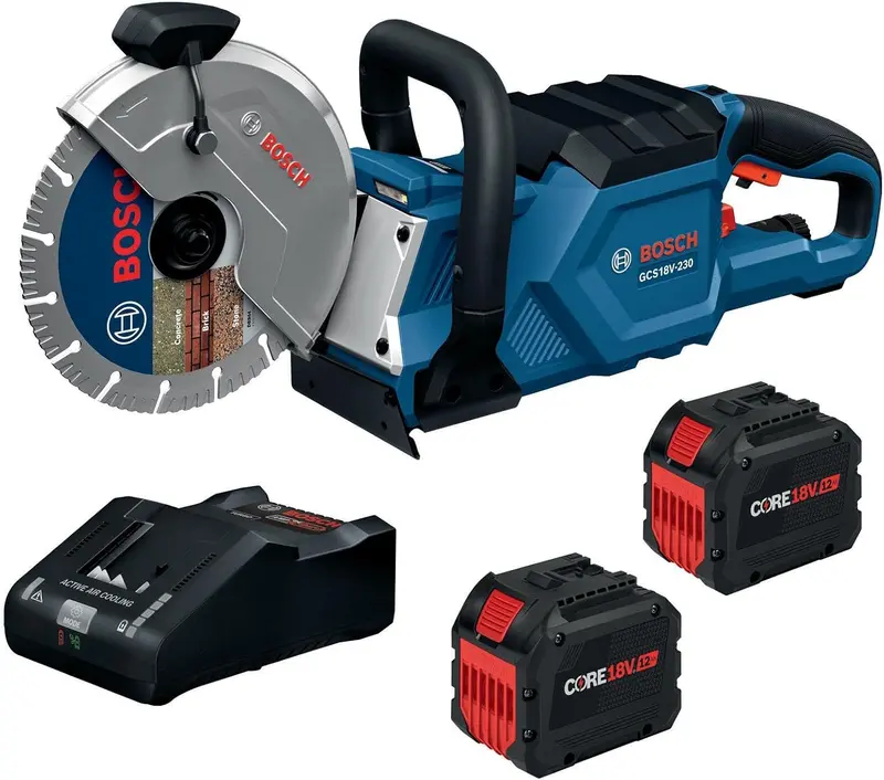 BOSCH 18V Brushless 9″ Cutoff Saw Kit – Includes Two 12 Ah CORE18V Batteries and Charger