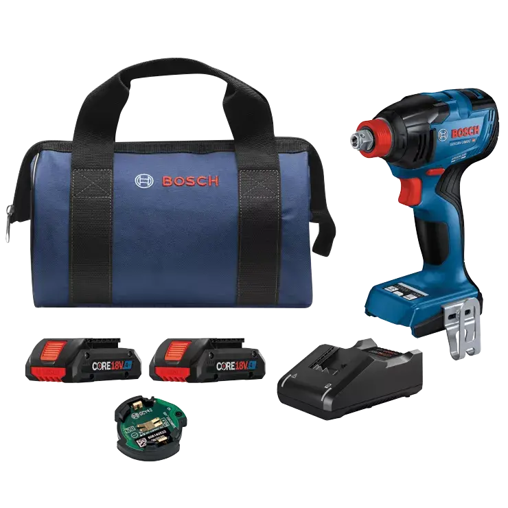 BOSCH GDX18V-1860CB25 18V Socket-Ready Brushless Impact Driver Kit with Two 4.0 Ah CORE Compact Batteries