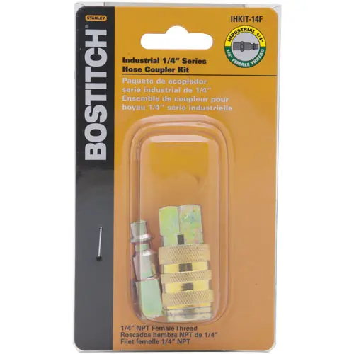 Bostitch IHKIT-14F Industrial 1/4″ Hose Coupler Kit – 1/4″ NPT Threaded