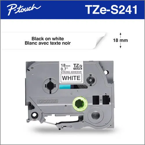 Brother TZES241 Industrial-Grade Laminated Label Tape – 18mm Black-on-White