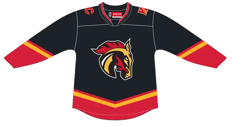 Calgary Wranglers CCM Quicklite Alternate Black Jersey – 2024