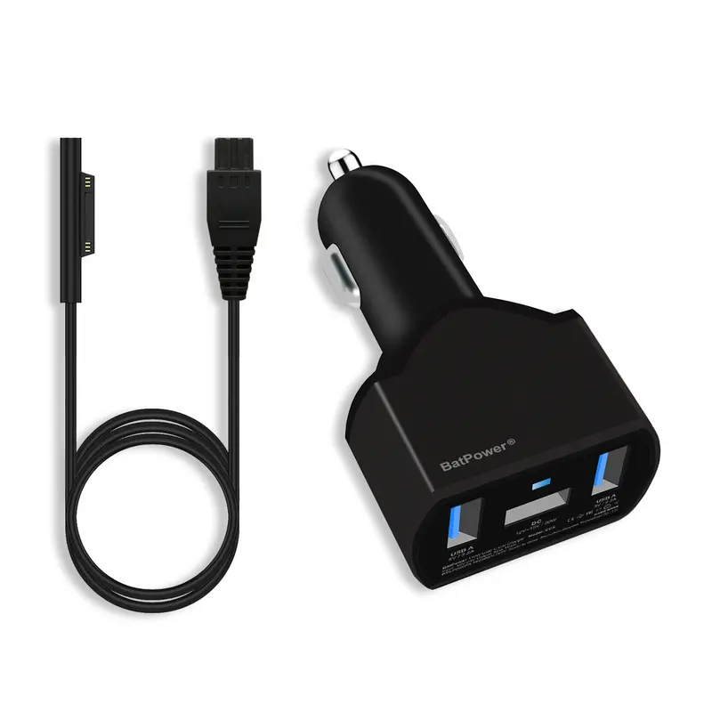 CCS 110W Surface Car Charger with Dual Quick Charge USB Ports for Microsoft Surface Pro, Book, Go, Tablets & Smartphones