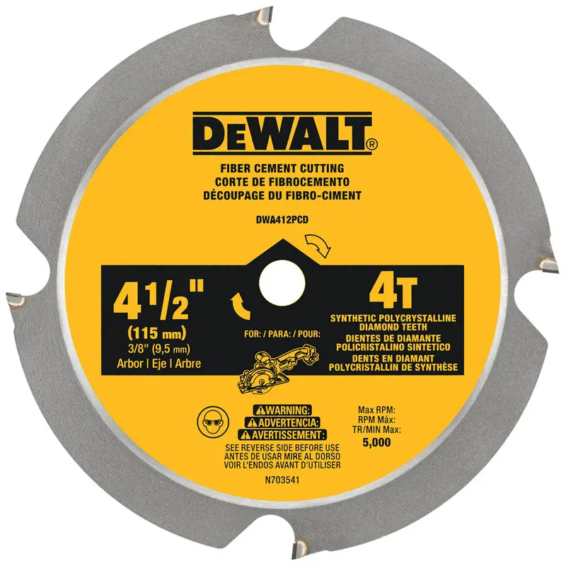 DEWALT 4-1/2″ 4-Tooth PCD Fiber Cement Cutting Blade (DWA412PCD)