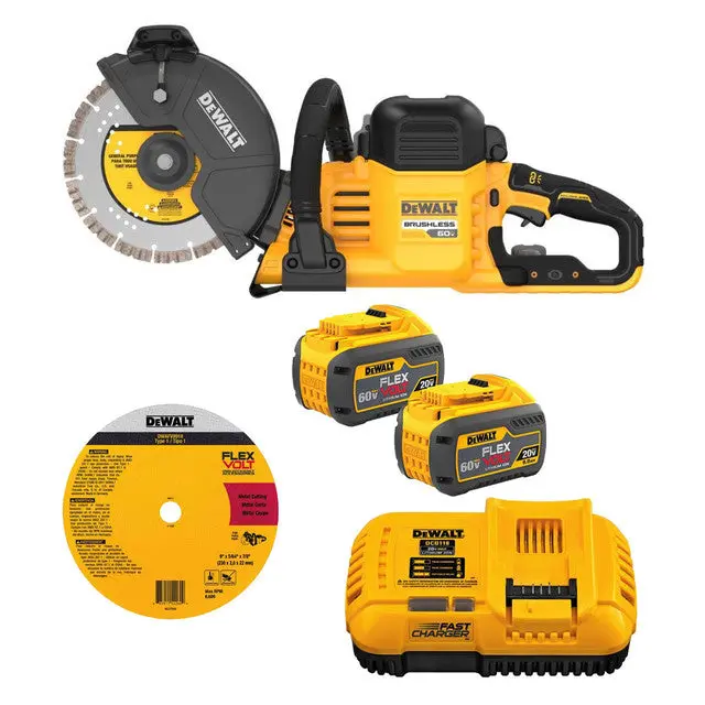 DEWALT 60V FLEXVOLT 9-Inch Cut-Off Saw Kit with Dual 9.0Ah Batteries