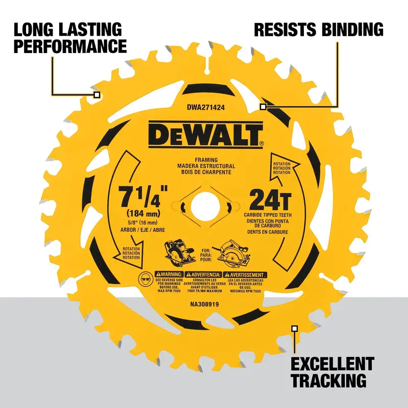DEWALT 7-1/4 in. 24-Tooth Circular Saw Blade – Carbide-Tipped (2-Pack)