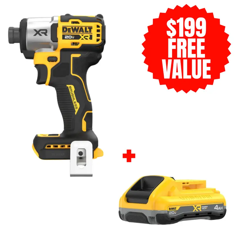 DEWALT DCF845B 20V MAX XR 1/4″ 3-Speed Impact Driver – Bare Tool + Free 20V MAX XR POWERPACK 4.0Ah Battery