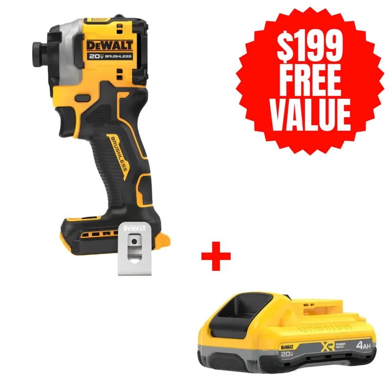 DEWALT DCF850B Atomic 20V MAX Brushless 3-Speed 1/4″ Impact Driver – Bare Tool + Free 20V MAX XR POWERPACK 4.0Ah Battery