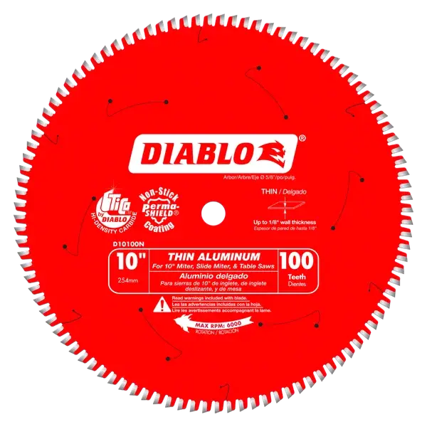 Diablo D10100N 10″ x 100-Tooth Thin-Kerf Blade for Aluminum Cutting