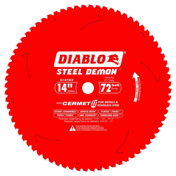 Diablo D1472CF 14″ x 72-Tooth Cermet II Metal-Cutting Saw Blade
