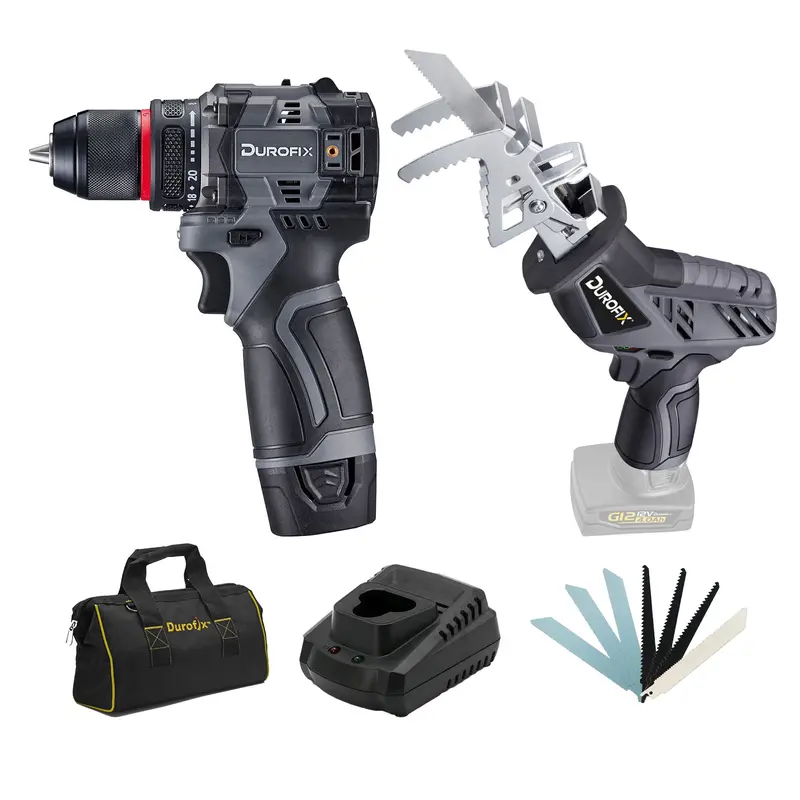 Durofix RK12136-2-K4: 12V Cordless 3/8″ Hammer Drill & Dual-Function Polisher/Sander