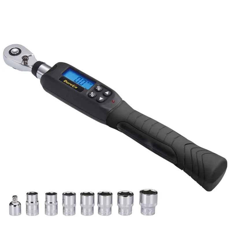 Durofix RM601-3 3/8″ Heavy-Duty Digital Torque Wrench (3.7–37 ft-lbs) with Socket Set & Backlit Display