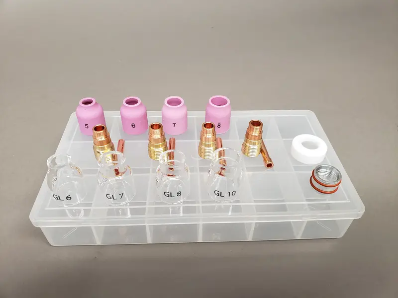 EDGE® Compact Gas Lens Kit with Pyrex Cup – Optimized for 17, 18 & 26 Series TIG Torches