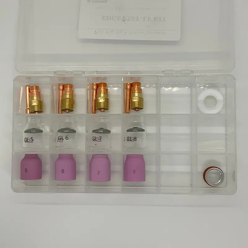 EDGE® Compact Laminar Flow Gas Lens Kit with Pyrex Cups for 17, 18 & 26 Series TIG Torches