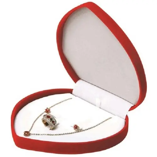 Flocked Heart-Shaped Combo Jewelry Box