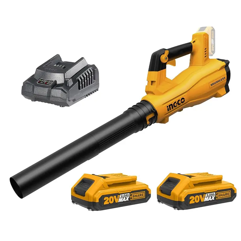 Ingco CABLI20408 20V Cordless Leaf Blower – Handheld Sweeper with Variable Speed, 2 Batteries & Fast Charger