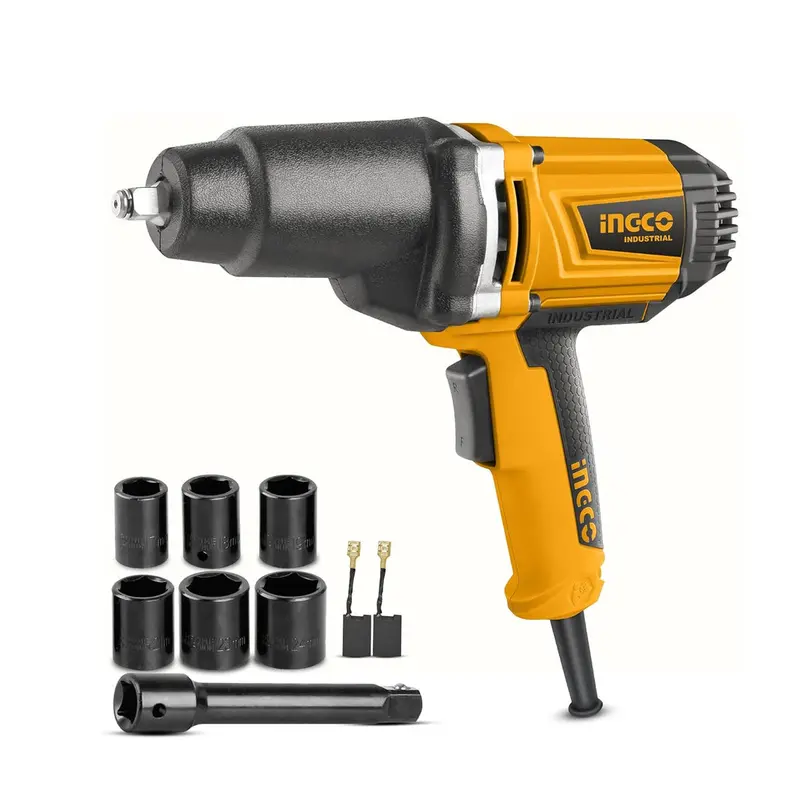 Ingco IW10508 1050W Electric Impact Wrench Kit – 550N·m Torque, Aluminum Gearbox, 6 Sockets & Comfort Grip
