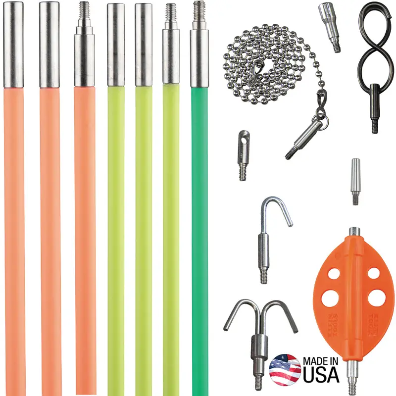 Klein Tools 35-Foot Multi-Flex Glow Rod Set – Flexible, Illuminated Fish Tape for Electrical Conduit