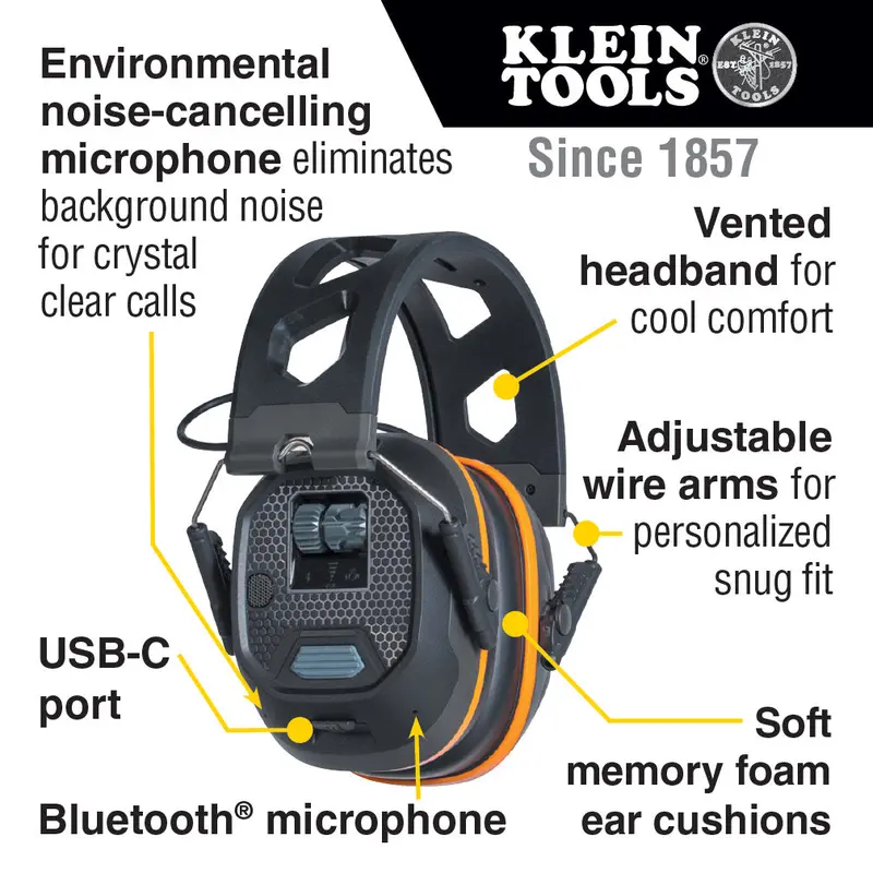 Klein Tools AESEM1S Bluetooth Situational Awareness Earmuffs for Jobsite Communication
