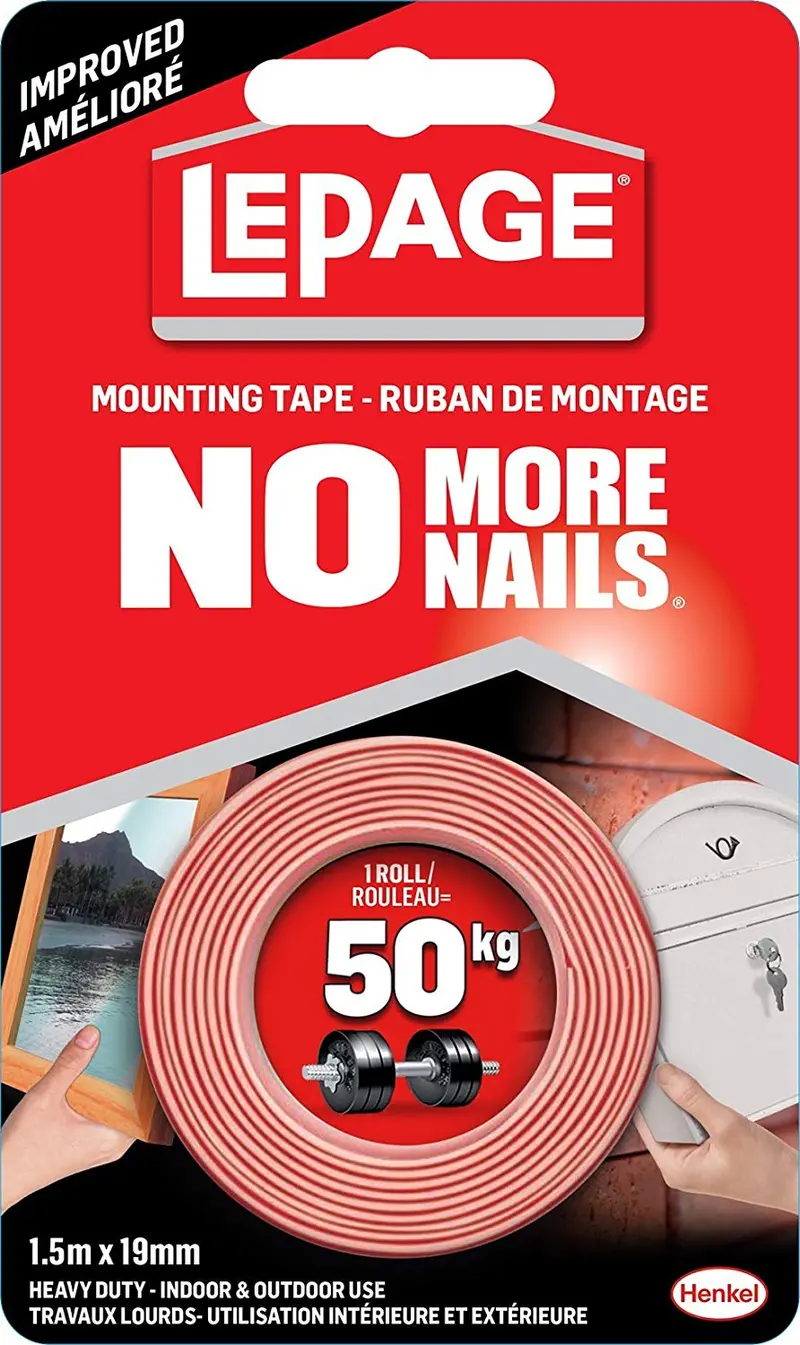 LePage 2125574 NO MORE NAILS Mounting Tape – Double-Sided, High-Strength Adhesive