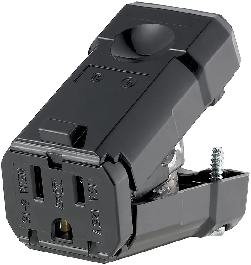 Leviton 5259-VB Python Grounding Connector — 15-Amp, 125-Volt, Straight-Blade, Black