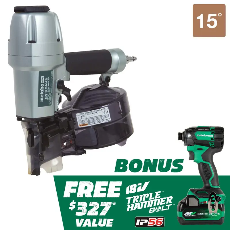 Metabo HPT KNV65AH2 2-1/2-Inch Coil Siding Nailer Pro Bundle with Impact Driver
