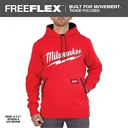 Milwaukee 352R-3X Big Logo Midweight Hoodie – Red, 3XL