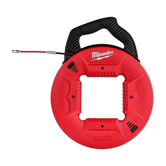 Milwaukee 48-22-4195 Polyester Fish Tape with Flexible Metal Leader – 100 ft, Kink-Resistant Design
