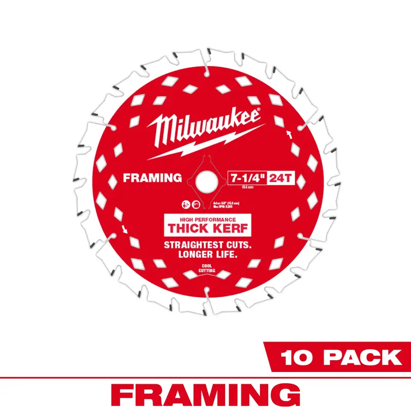Milwaukee 48-41-0740 — 7-1/4″ 24-Tooth Thick-Kerf Framing Circular Saw Blade