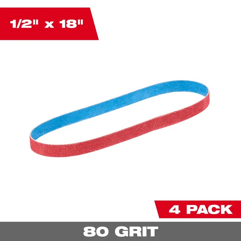 Milwaukee 48-80-9080 1/2″ × 18″ 80-Grit Band File Belts (4-Pack)