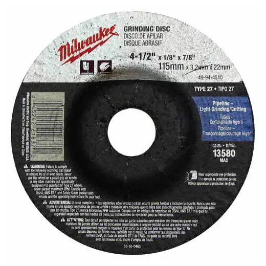 Milwaukee 49-94-5020 5″ Type 27 Grinding Wheel – 1/4″ Thick, 7/8″ Arbor (10-Pack)