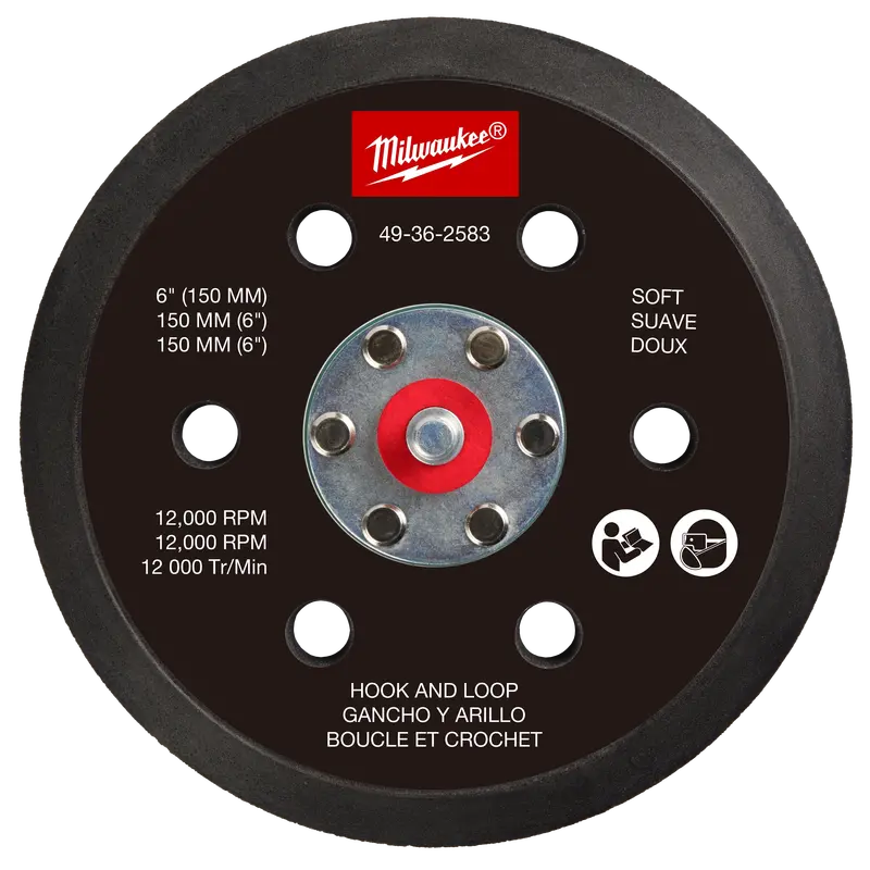 Milwaukee 6″ Hook-and-Loop Soft Backing Pad for Fine Finishing