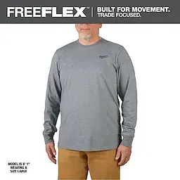Milwaukee 604G-3X Long Sleeve Hybrid Work Tee – Gray, Size 3X