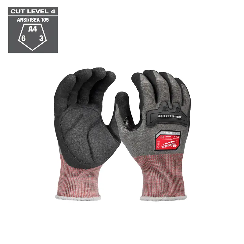 Milwaukee Anti-Vibration Nitrile-Dipped Gloves – Cut Level 4, High Dexterity