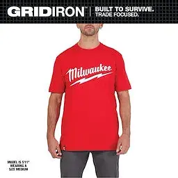 Milwaukee BIG LOGO Short-Sleeve Work Tee – Red, 3X (607R-3X)